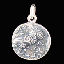 Load image into Gallery viewer, Athens Tetradrachm - Goddess Athena &amp; Owl of Wisdom Small Silver Pendant
