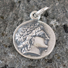 Load image into Gallery viewer, Chalkidian League God Apollo &amp; Lyre Small Silver Pendant - Olympian God
