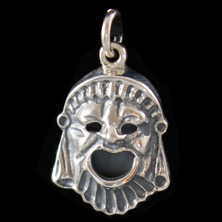 Ancient Greek Theater Silver Comedy Mask Silver Pendant