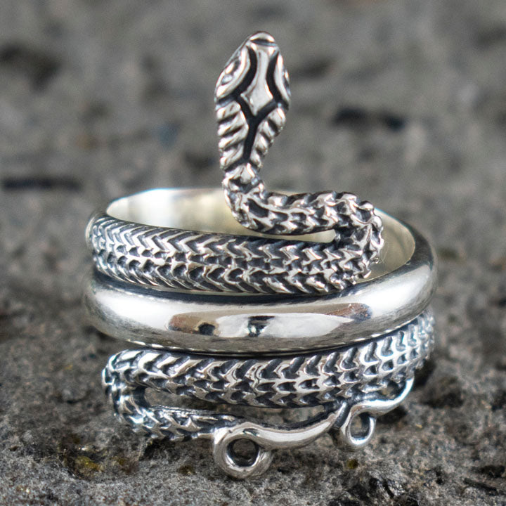 Minoan Snake Silver Ring Size Us 8 - Crete