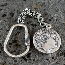 Load image into Gallery viewer, Alexander The Great Lysimachos Silver Keychain - Macedonia - Vergina King
