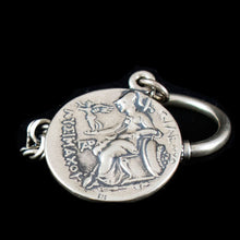 Load image into Gallery viewer, Alexander The Great Lysimachos Silver Keychain - Macedonia - Vergina King
