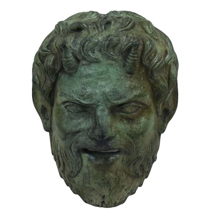 Pan pure bronze small Mask - God of Wild - Ancient Greece - Panas - Dionysus