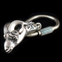 Load image into Gallery viewer, Ram&#39;s Head Sterling Silver Keychain - High Quality Item - Nobility - Capricorn
