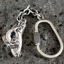 Load image into Gallery viewer, Ram&#39;s Head Sterling Silver Keychain - High Quality Item - Nobility - Capricorn
