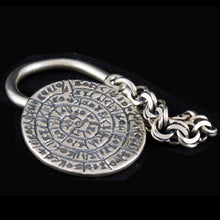 Load image into Gallery viewer, Phaistos Disk Quality Keychain - Sterling Silver - Ancient Minoan Crete
