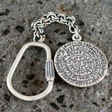 Load image into Gallery viewer, Phaistos Disk Quality Keychain - Sterling Silver - Ancient Minoan Crete
