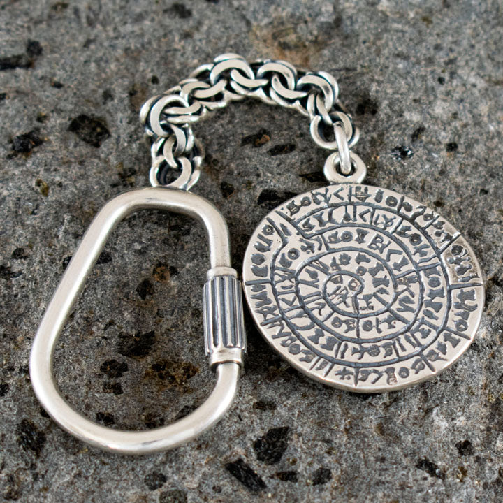 Phaistos Disk Quality Keychain - Sterling Silver - Ancient Minoan Crete