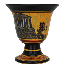 Load image into Gallery viewer, Pythagoras Fair Cup - Acropolis of Athens and the owl of Wisdom - Handpainted
