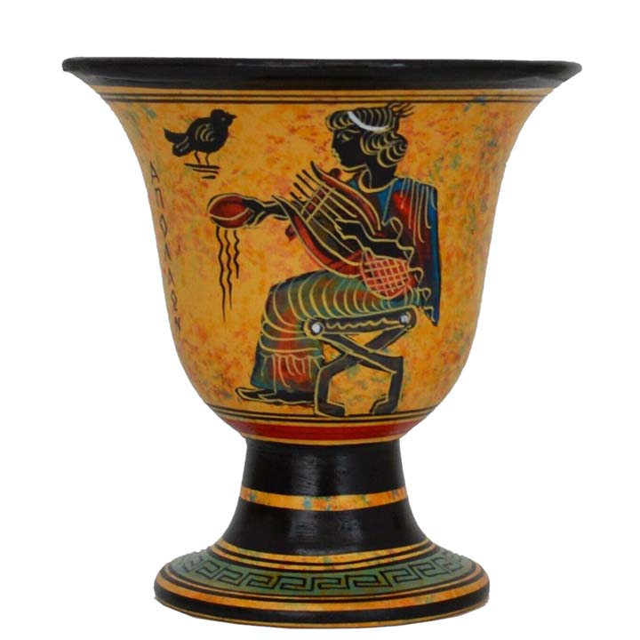 Pythagoras Fair Cup - Hand painted with Apollo Greek God of Music - Oracle at Delphi