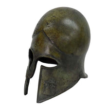 Load image into Gallery viewer, Corinthian Mini Bronze Helmet with Owl carvings - Museum replica
