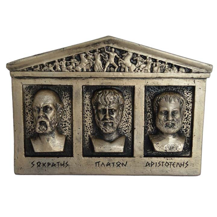 Socrates Aristotle Plato Relief Statue - Fathers of Philosophy - Student Teacher