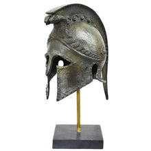 Load image into Gallery viewer, Corinthian pure bronze helmet with snakes - Marble base - Hoplite soldier infantry
