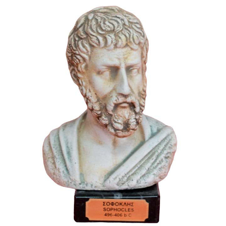 Sophocles small bust statue - Tragedy - Oedipus Antigone - Ancient Greek Theater