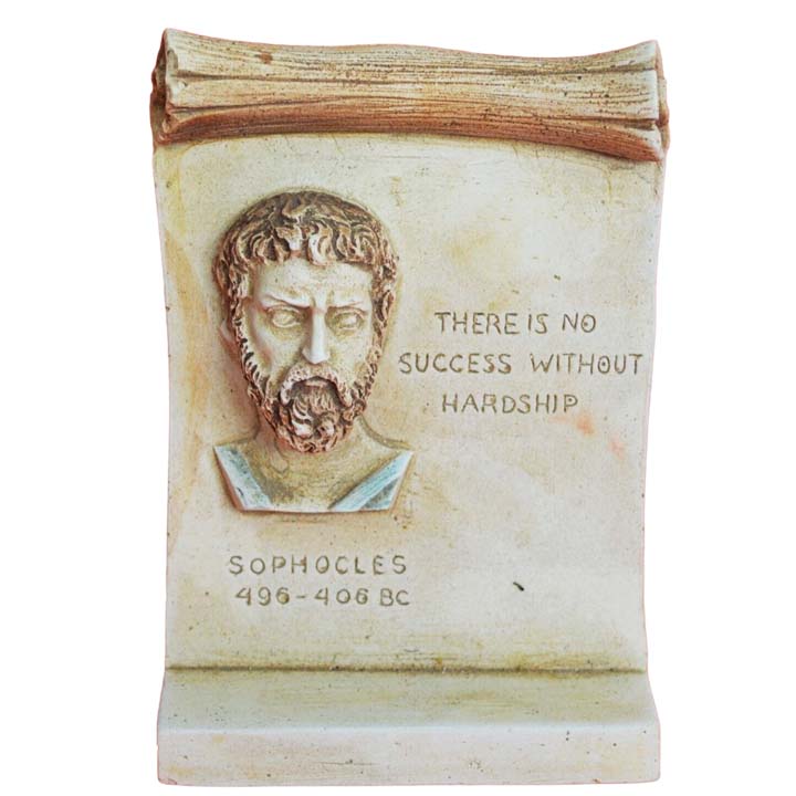 Sophocles small relief with Quote - Tragedy - Oedipus Antigone - Ancient Theater