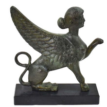 Load image into Gallery viewer, Sphinx small bronze statue sculpture - Guardian of sacred places - Ancient Greek
