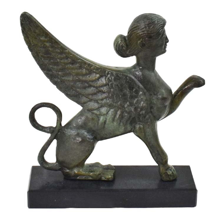 Sphinx small bronze statue sculpture - Guardian of sacred places - Ancient Greek