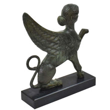 Load image into Gallery viewer, Sphinx small bronze statue sculpture - Guardian of sacred places - Ancient Greek
