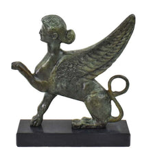 Load image into Gallery viewer, Sphinx small bronze statue sculpture - Guardian of sacred places - Ancient Greek
