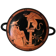 Load image into Gallery viewer, The Riddle of the Sphinx - Attic Kylix of the Painter Oedipus in Vatican Museum
