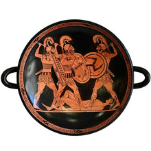 Load image into Gallery viewer, Trojan War - Achilles Hector Menelaos Paris - Red Figure small Kylix Vase
