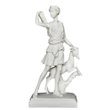 Load image into Gallery viewer, Diana Goddess of Hunt Alabaster statue Sculpture - Artemis Mistress of Animals
