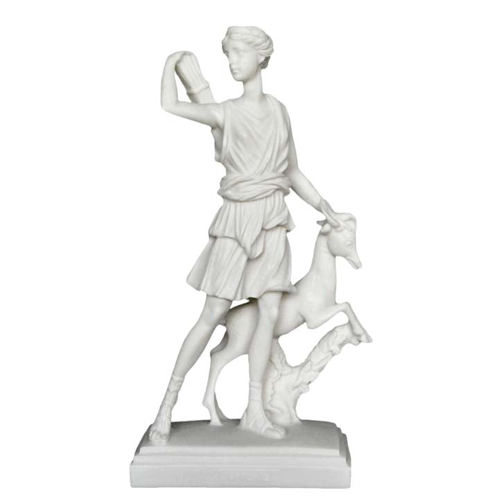 Diana Goddess of Hunt Alabaster statue Sculpture - Artemis Mistress of Animals