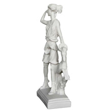 Load image into Gallery viewer, Diana Goddess of Hunt Alabaster statue Sculpture - Artemis Mistress of Animals
