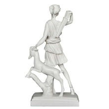 Load image into Gallery viewer, Diana Goddess of Hunt Alabaster statue Sculpture - Artemis Mistress of Animals
