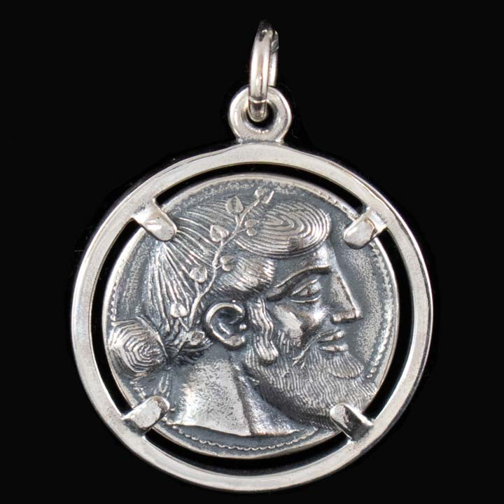 Dionysus Bacchus Satyr Sterling Silver Pendant - Phallus - Dionysos God of Wine