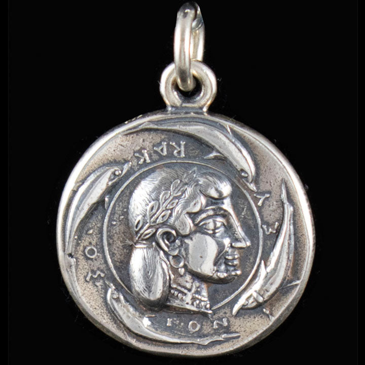 Artemis Silver Coin Pendant - Syracuse Coin - Diana Mistress of Animals - Nike