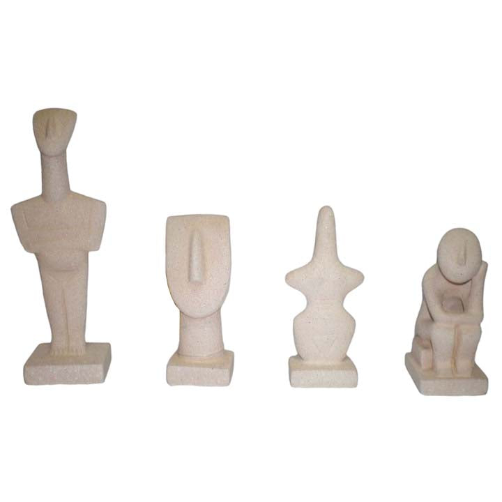 Cycladic Art Collection Of 4 Mini Statues - Ancient Greek Art - Modern Looking