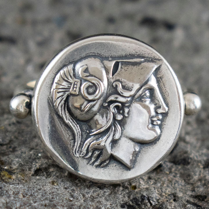 Goddess Athena Silver Ring Size Us 8 1/2 - Symbol of Wisdom Strength Strategy