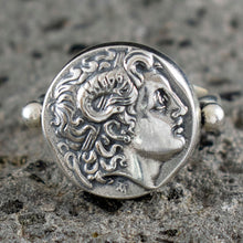 Load image into Gallery viewer, Alexander The Great Silver Ring Size Us 8 1/2 - Macedonia King
