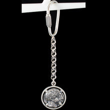 Load image into Gallery viewer, Goddess Athena &amp; Owl of Wisdom Silver Keychain - Athens Tetradrachm
