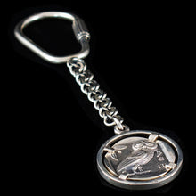 Load image into Gallery viewer, Goddess Athena &amp; Owl of Wisdom Silver Keychain - Athens Tetradrachm
