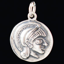 Load image into Gallery viewer, Goddess Athena &amp; Owl of Wisdom Small Silver Pendant
