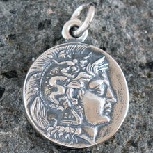 Load image into Gallery viewer, Goddess Athena &amp; Heracles Silver Pendant - Lucania Diobol Coin
