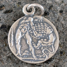 Load image into Gallery viewer, Goddess Athena &amp; Heracles Silver Pendant - Lucania Diobol Coin
