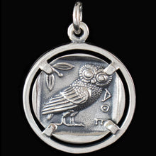 Load image into Gallery viewer, Goddess Athena &amp; Owl of Wisdom Silver Pendant - Athens Tetradrachm
