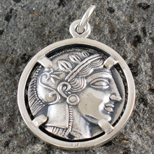 Load image into Gallery viewer, Goddess Athena &amp; Owl of Wisdom Silver Pendant - Athens Tetradrachm
