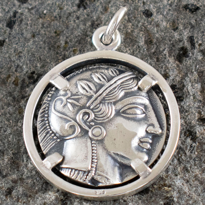 Goddess Athena & Owl of Wisdom Silver Pendant - Athens Tetradrachm