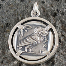 Load image into Gallery viewer, Goddess Athena &amp; Owl of Wisdom Silver Pendant - Athens Tetradrachm
