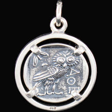 Load image into Gallery viewer, Athens Tetradrachm Goddess Athena &amp; Owl of Wisdom Silver Pendant
