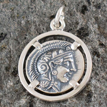 Load image into Gallery viewer, Athens Tetradrachm Goddess Athena &amp; Owl of Wisdom Silver Pendant
