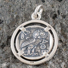 Load image into Gallery viewer, Athens Tetradrachm Goddess Athena &amp; Owl of Wisdom Silver Pendant
