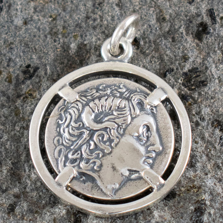 Alexander The Great Macedonian - King Lysimachos Silver Coin Pendant