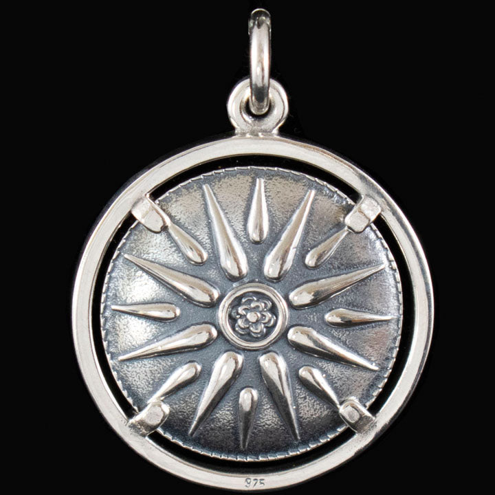 Star of Macedonia 925 Large Silver Pendant - Alexander the Great King - Vergina Sun