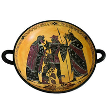 Load image into Gallery viewer, Dionysus God of wine and Hermes messenger of the Gods Black Figure small Kylix
