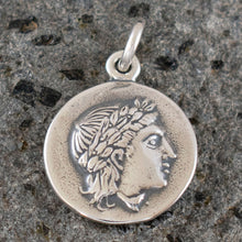 Load image into Gallery viewer, Apollo Silver Coin Pendant - Vergina Star - God of Light Healing Music Poetry
